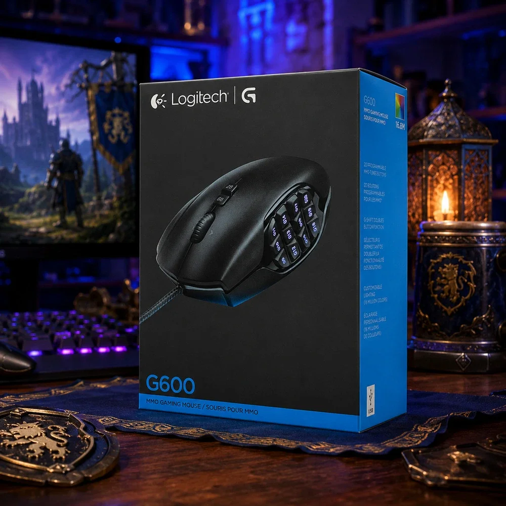 NEW Logitech G600 MMO Gaming Mouse Wired Black 20 Programmable Buttons NIB